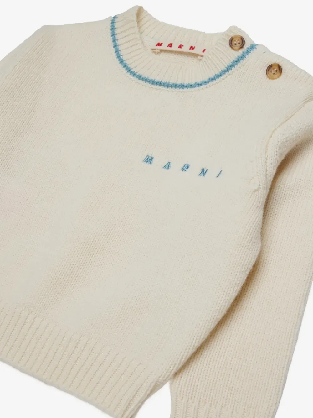 Джемпер с вышитым логотипом Marni Kids, бежевый — фото 3