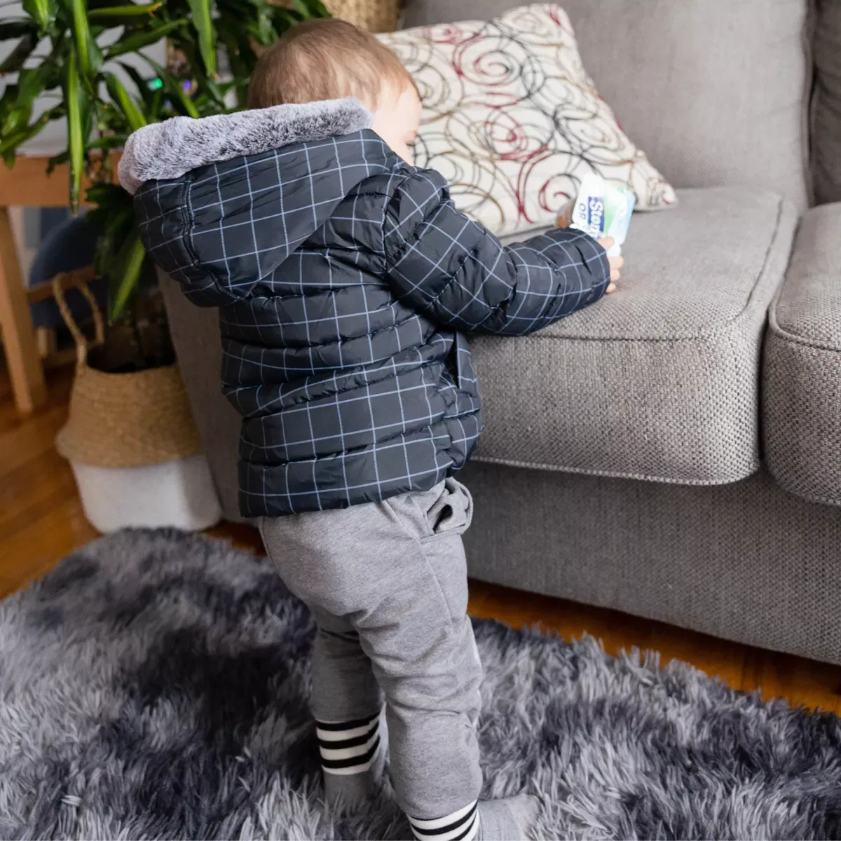 Детская куртка-пуховик с флисовой подкладкой Rokka&Rolla, Dark Gray Check — фото 4