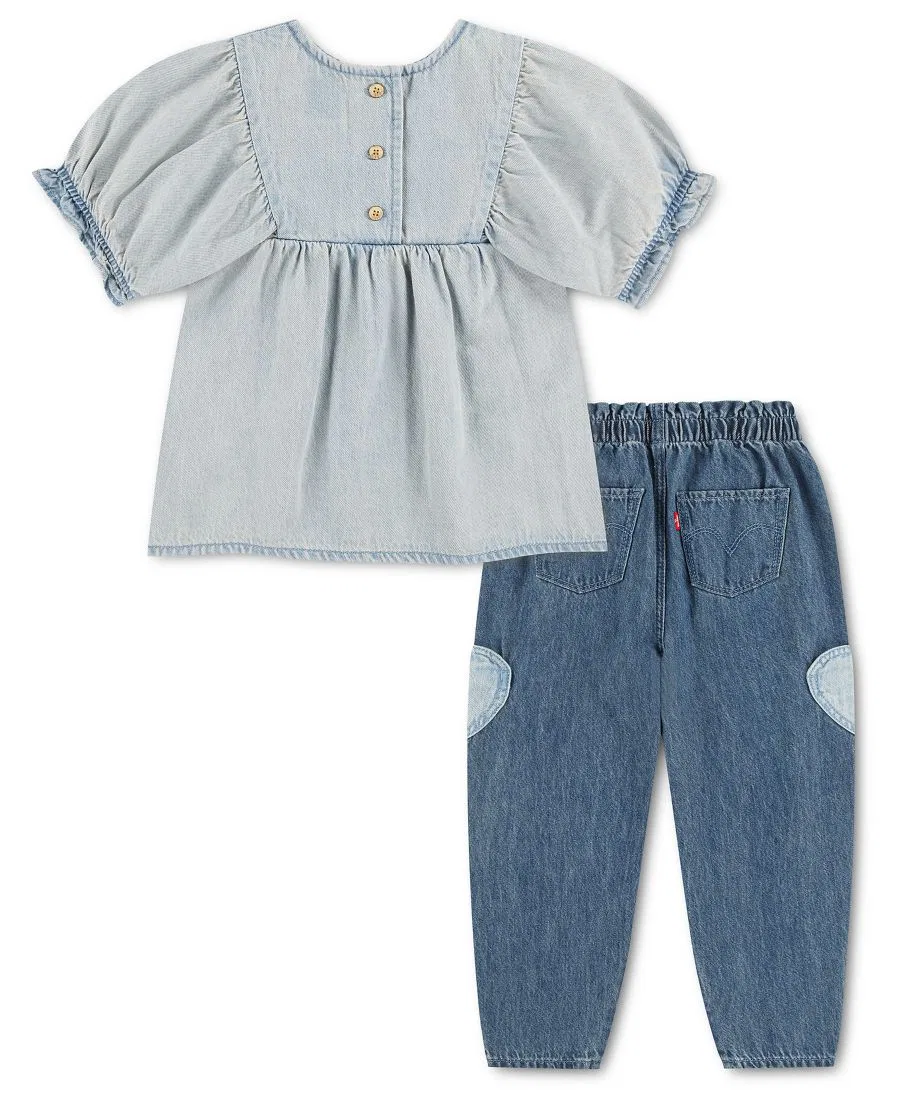 Комплект из топа и брюк с кокеткой, с рукавом-фонарик Levi's, Bauhaus Blues — фото 2