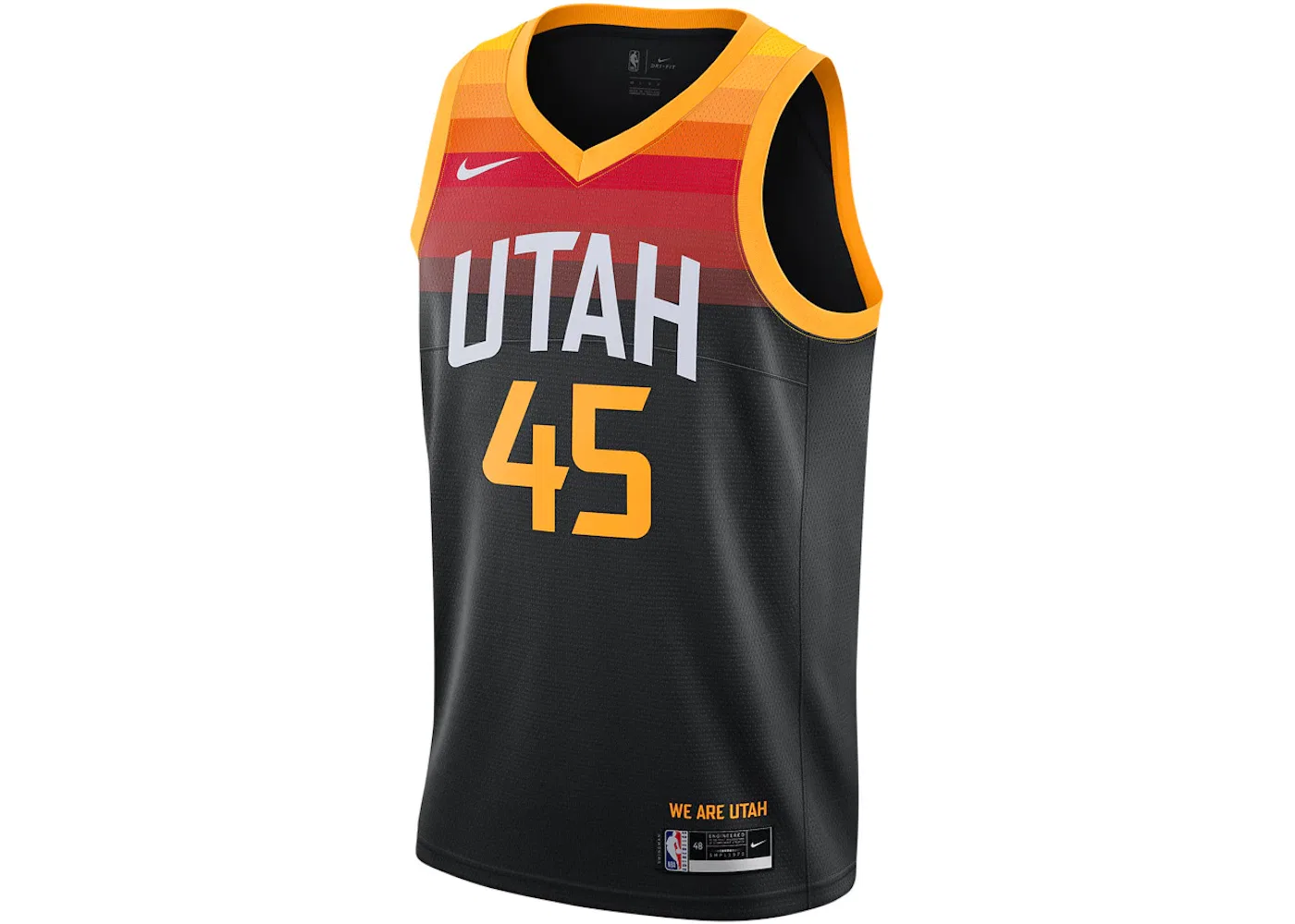 Мужская баскетбольная джерси Utah Jazz City Edition Donovan Mitchell 45 Swingman Nike, Black/Sundial