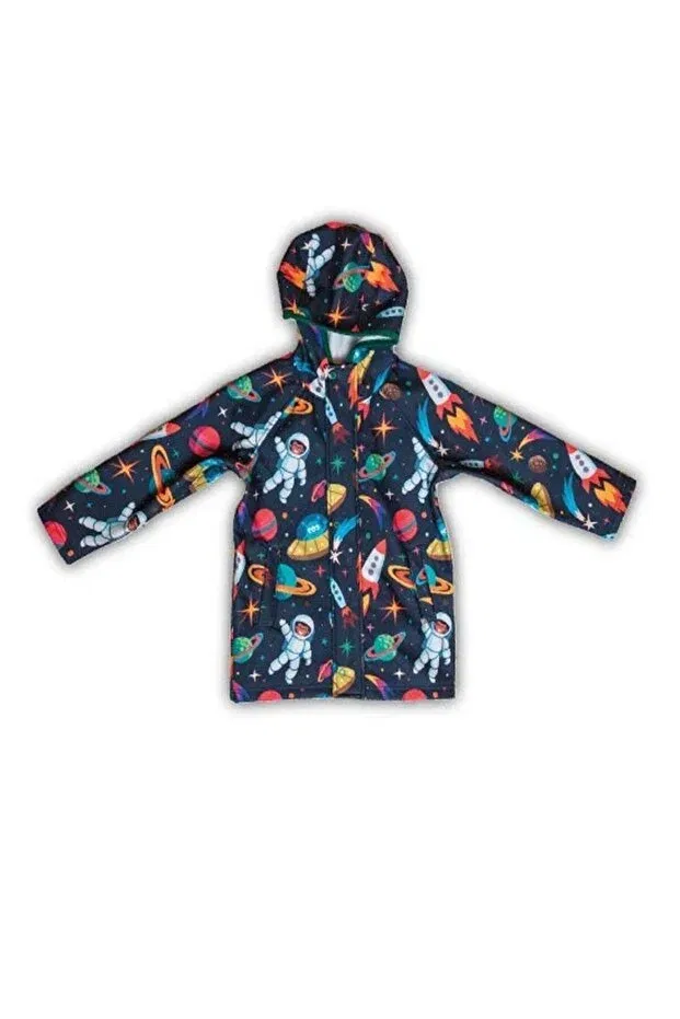 Детская куртка для девочек с принтом Water repellent space printed softshell jacket Jo&Juke, Navy Blue — фото 2