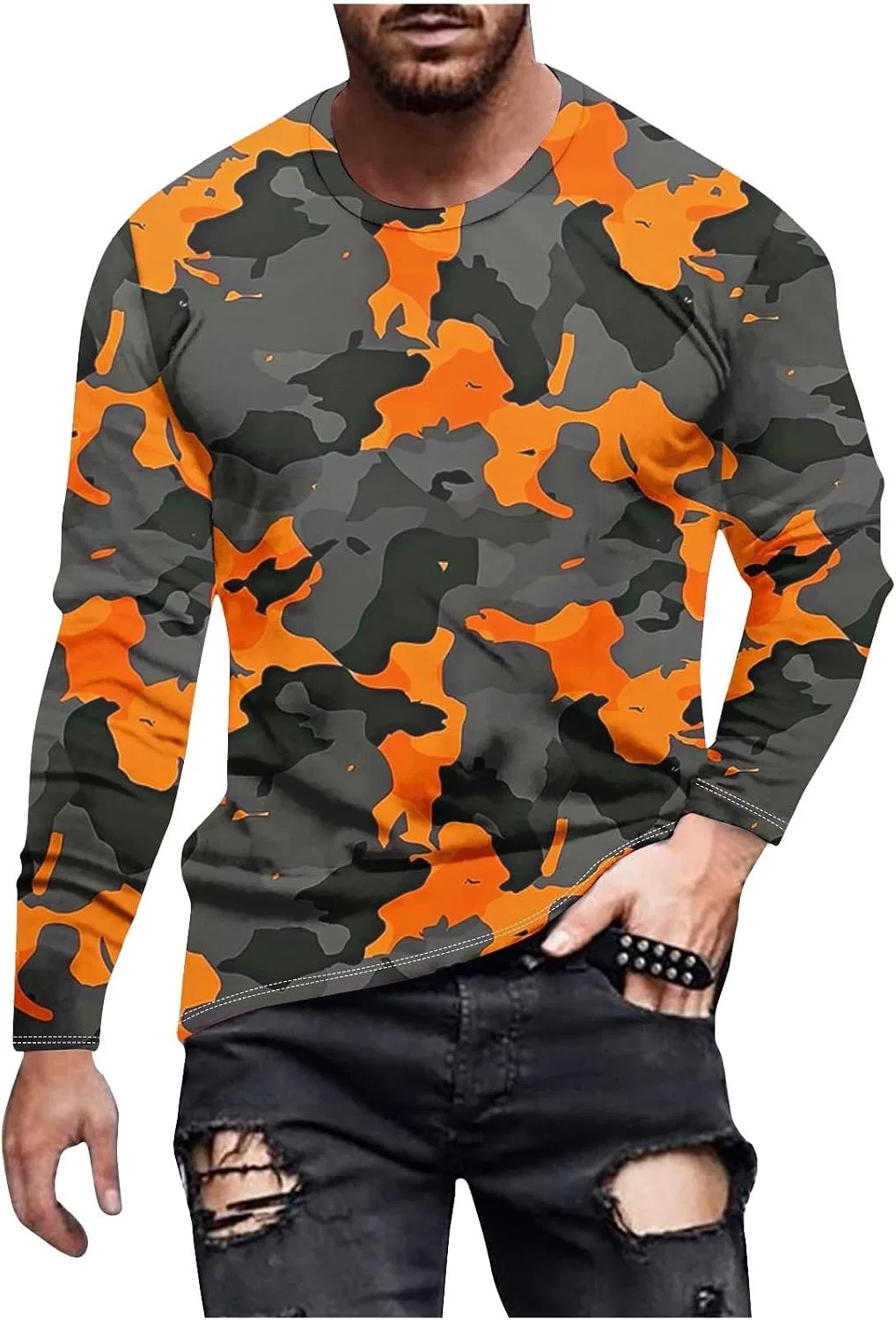 Мужская футболка с камуфляжным принтом Crewneck Cotton, Orange