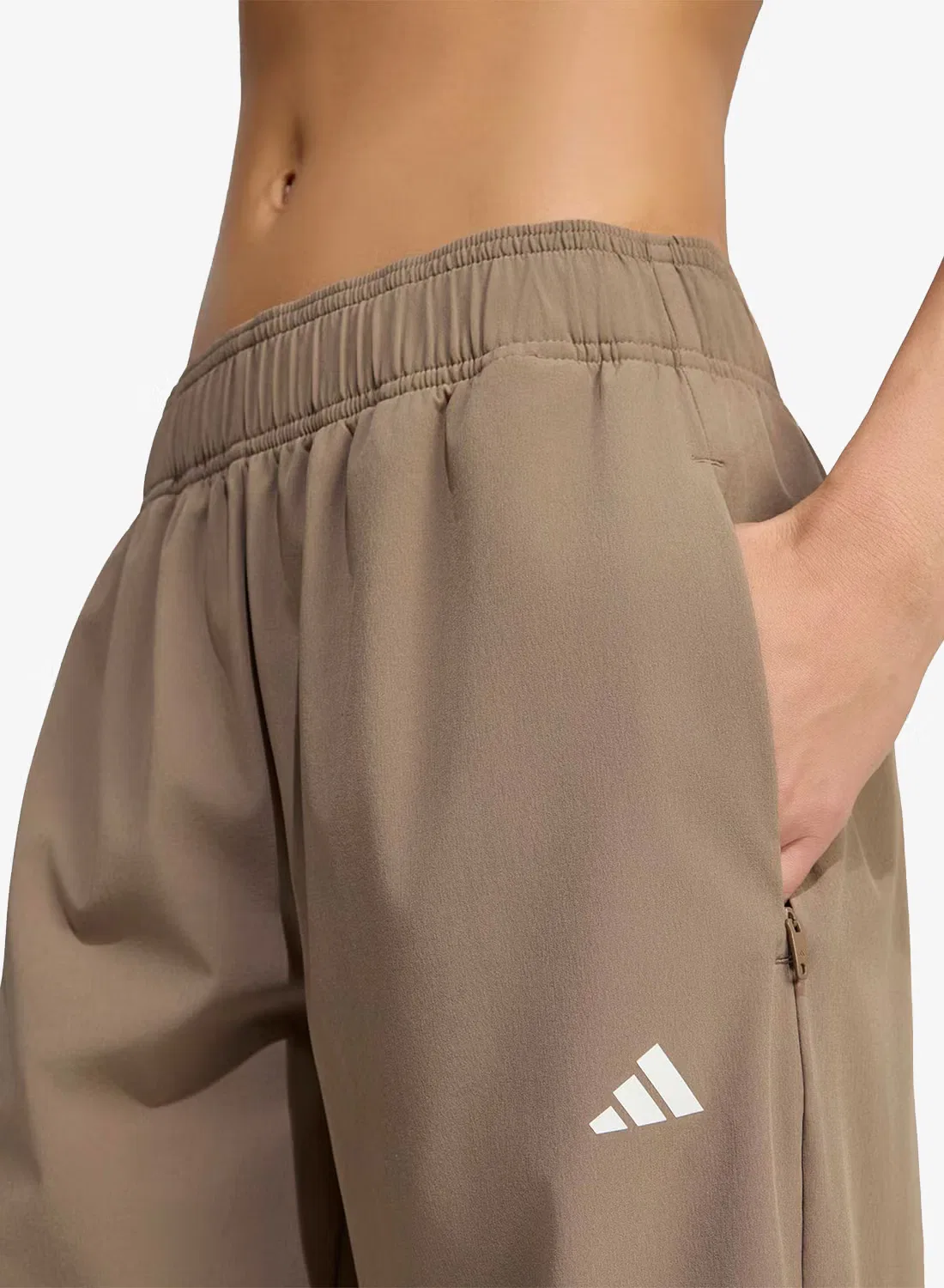 Брюки тренировочные широкие Workout Essential Adidas, хаки — фото 4