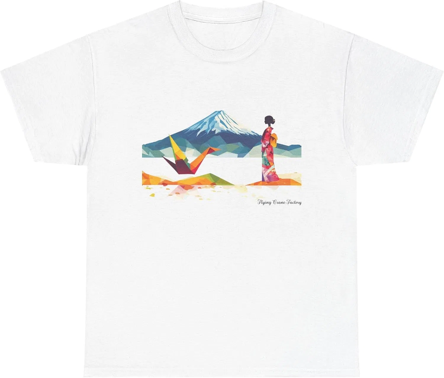 Футболка с рисунком журавлика оригами, Regular Fit, 100% Cotton, White