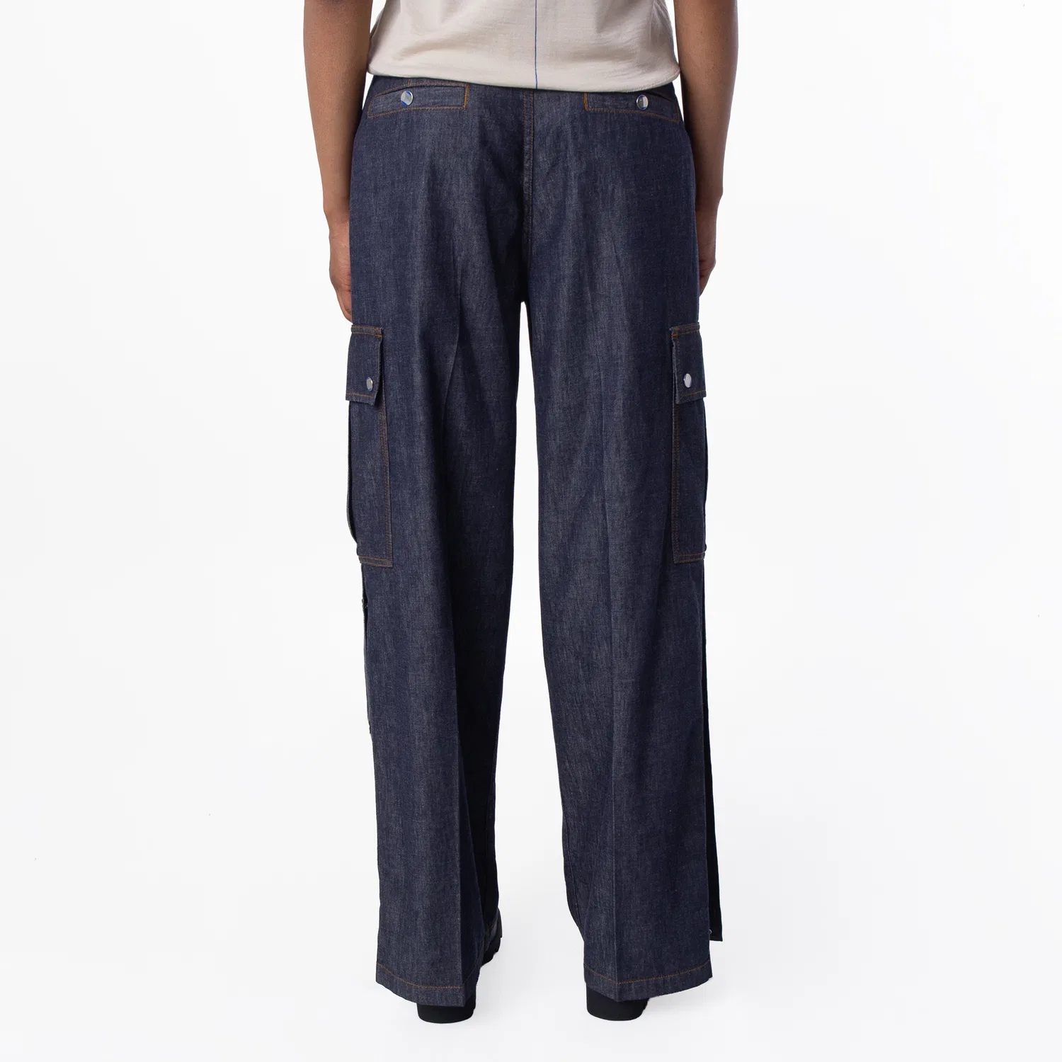 Джинсы карго из хлопкового денима Cotton Denim Cargo Jeans Burberry, Denim Blue — фото 4