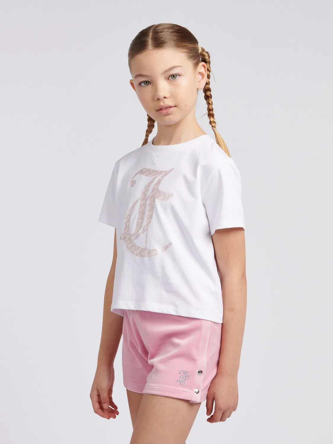 Комплект: футболка оверсайз и шорты велюровые Juicy Couture, розовый