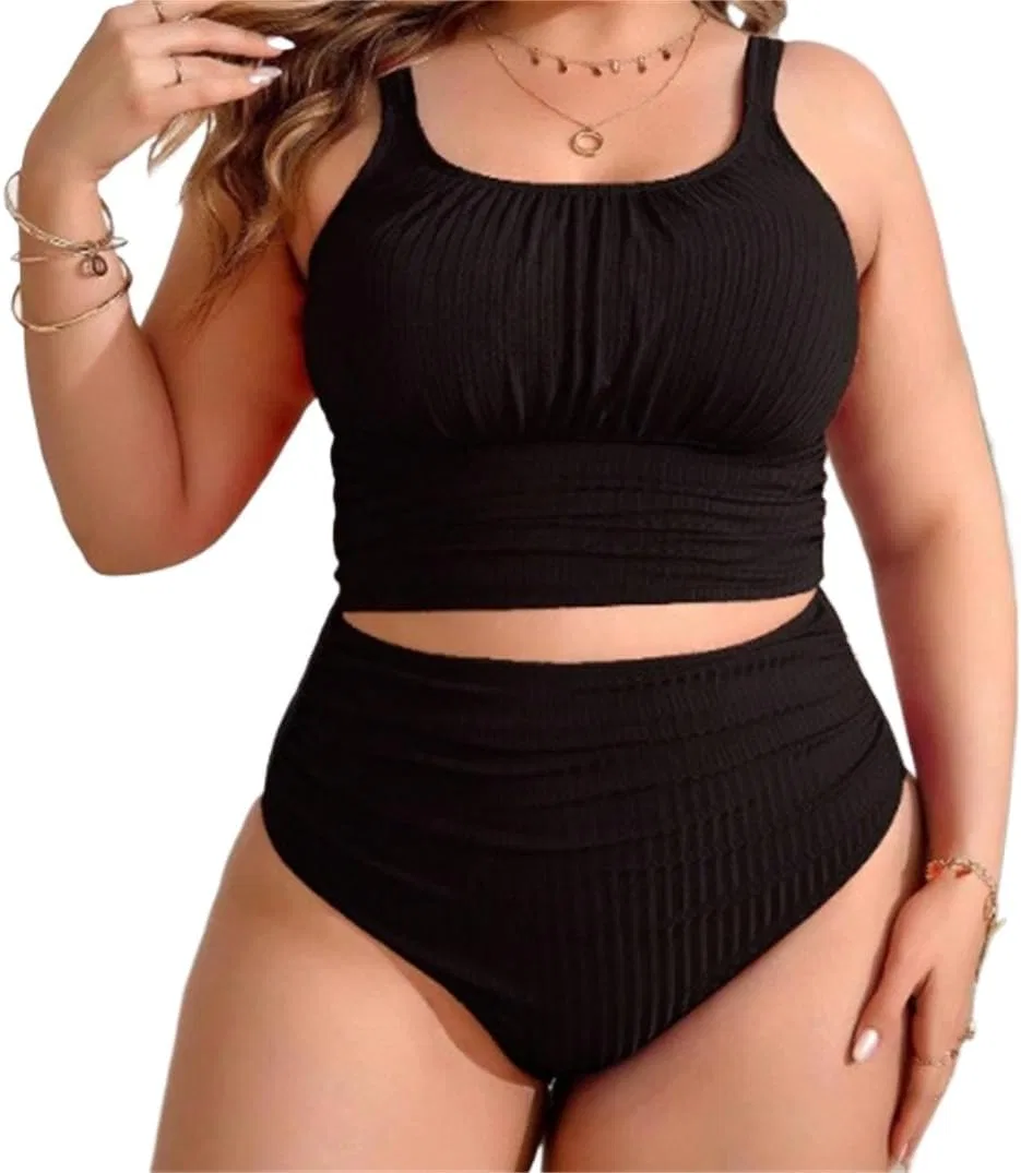 Женский бикини-комплект с текстурой Plus Size, Black