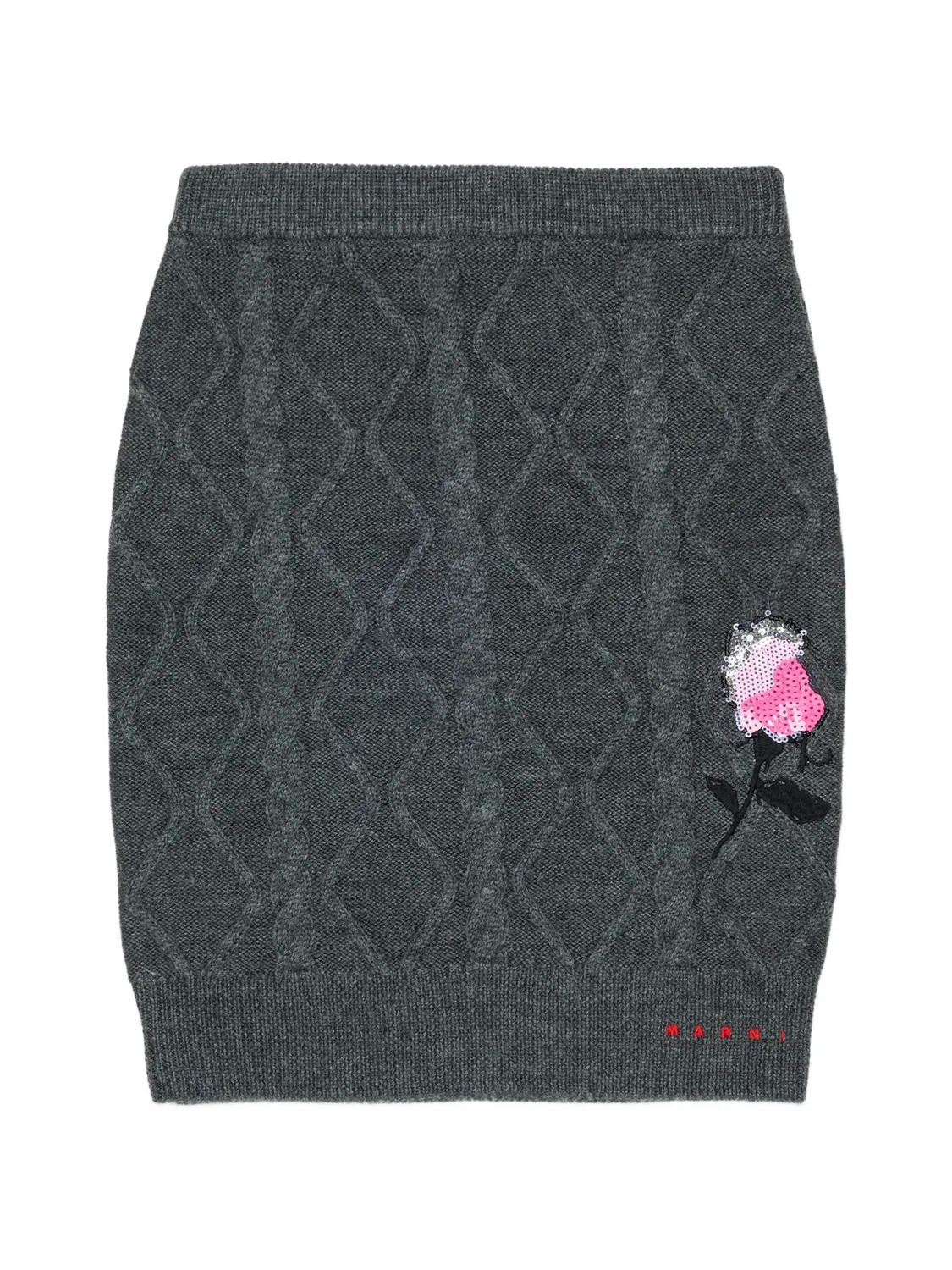 Юбка фактурной вязки с пайетками Marni Kids, серый