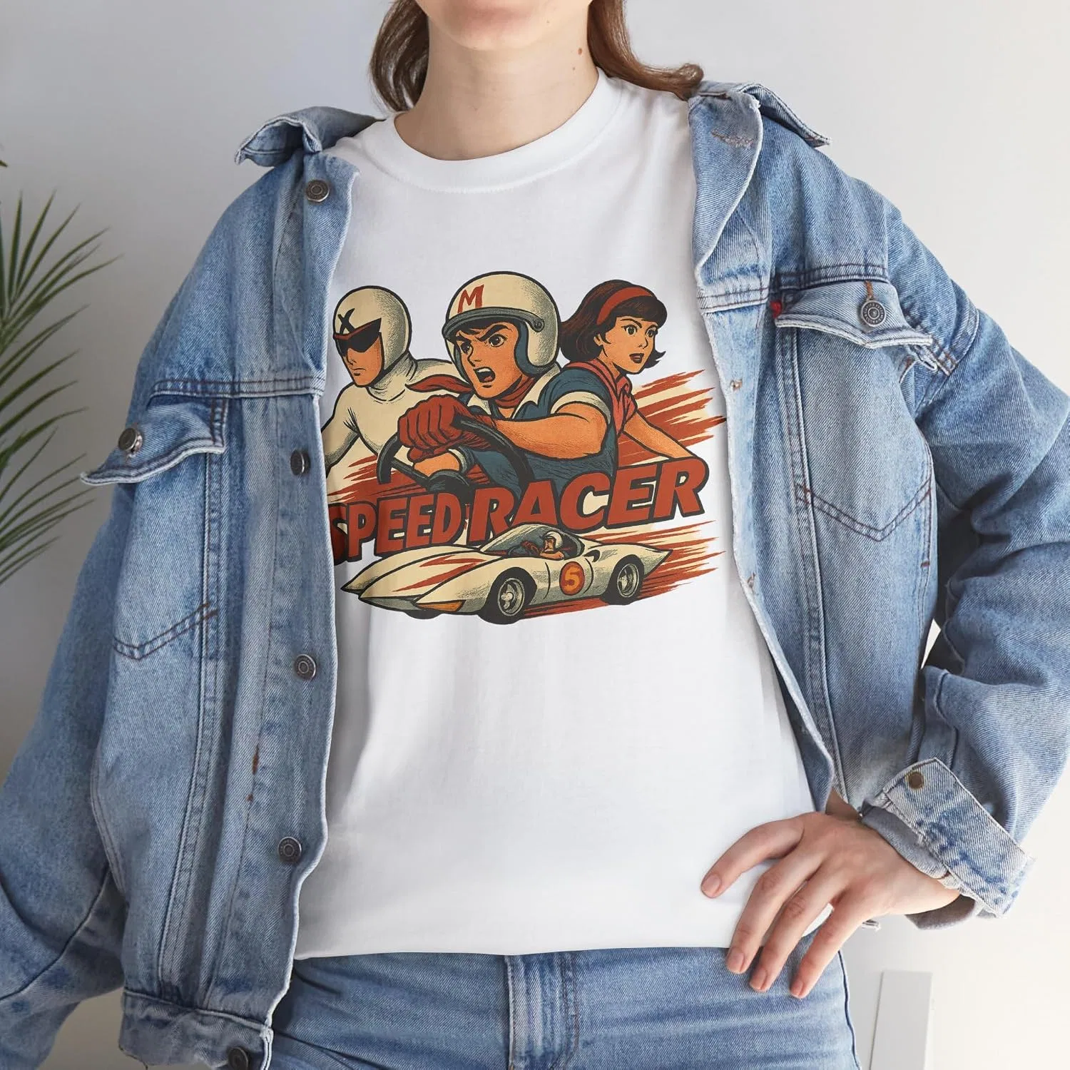 Женская футболка с принтом Retro Anime Inspired Speed Racer, белый — фото 3