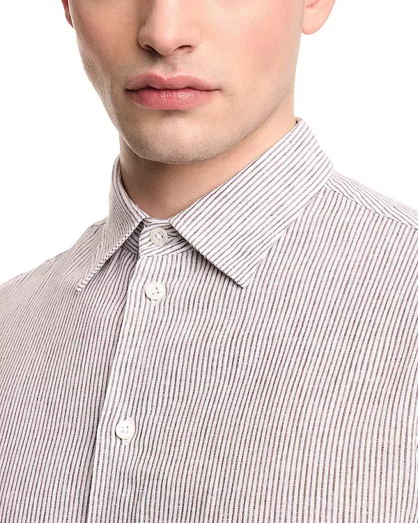 Мужская рубашка с классическим воротником Emporio Armani, Brown Stripes — фото 4