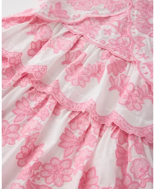 Детское платье для девочек с принтом Jade Embroidered Marlo Kids, Bubblegum Pink — фото 4