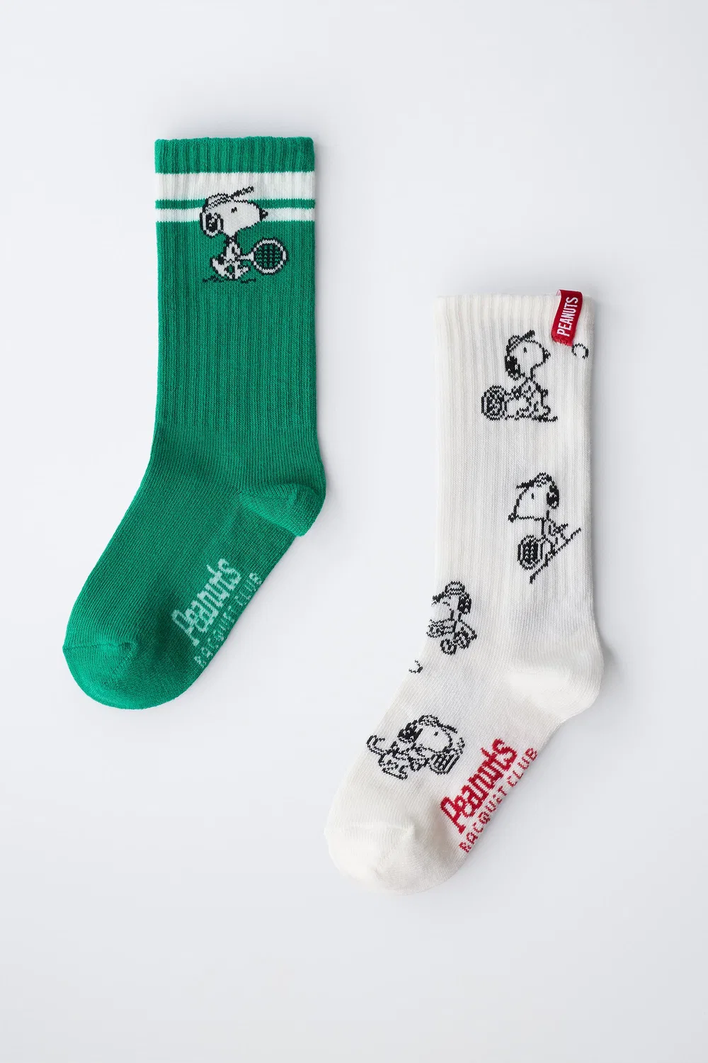 Набор из 2 длинных носков Snoopy Peanuts ZARA, Green/White — фото 4