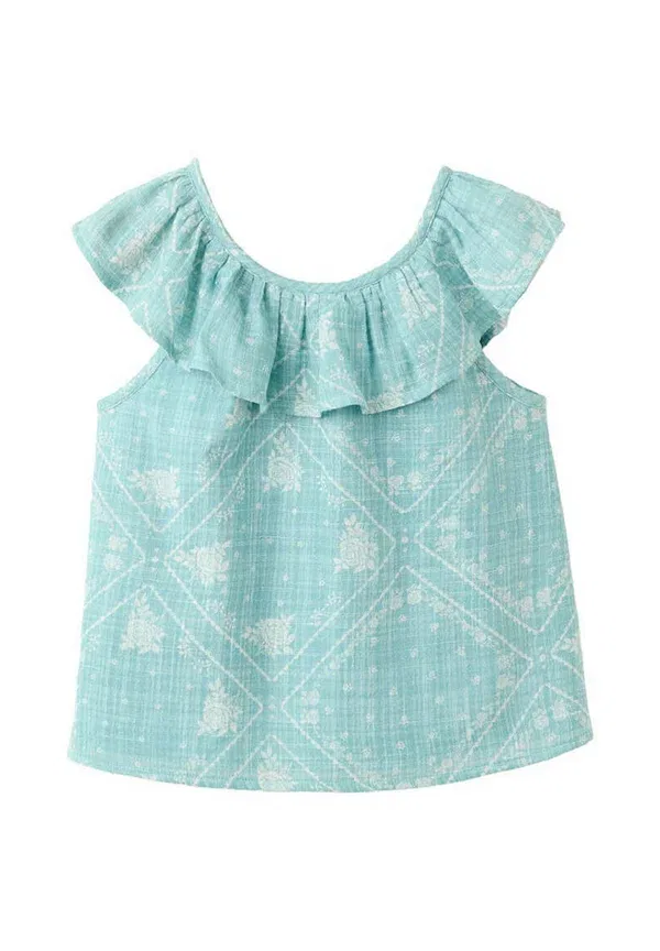 Детская блузка Mango Kids, белый/бирюзовый — фото 3