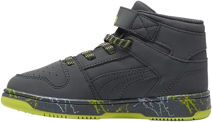 Детские кроссовки для мальчиков Rebound Layup PUMA, Strong Gray-Strong Gray-Lime Smash — фото 3