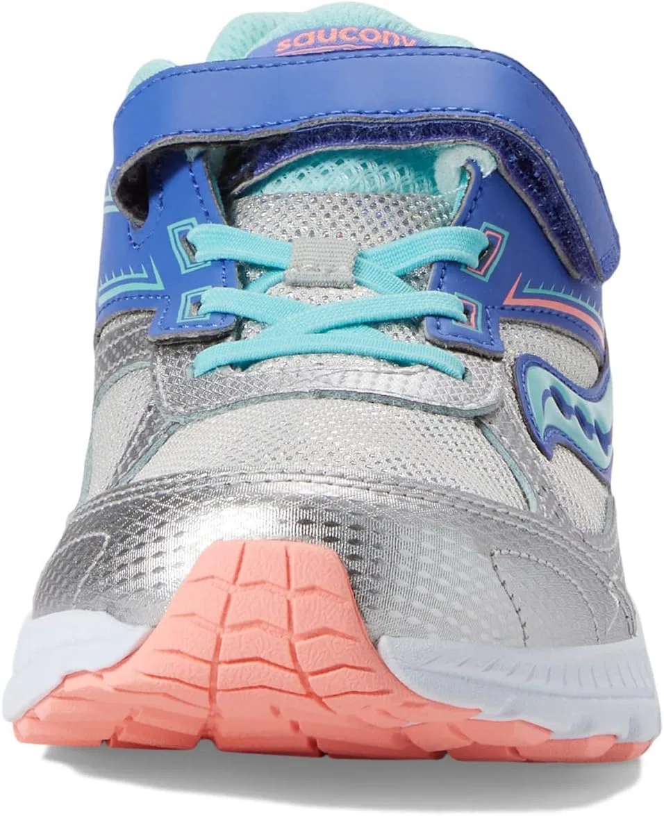 Детские кроссовки для бега с альтернативной застежкой Cohesion 14 Saucony, Silver/Periwinkle/Turq — фото 4