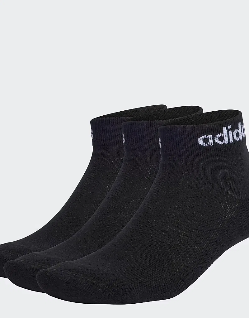 Носки низкие амортизированные Linear 3 пары Adidas Performance, черный/белый — фото 2