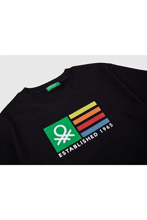 Детская футболка для мальчиков с принтом Benetton Logo United Colors Of Benetton, Black — фото 3