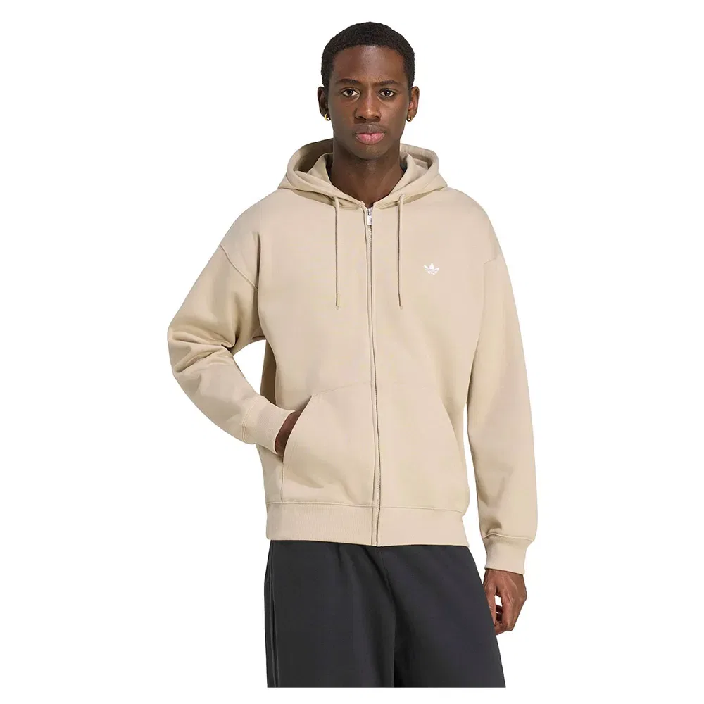 Толстовка свободная на молнии Trefoil Essentials Adidas Originals, бежевый