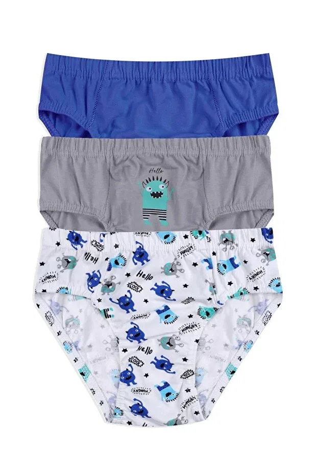 Детские трусы для мальчиков с принтом 3-piece Cute Monster Patterned Slip Koza Iç Giyim, 3050-16