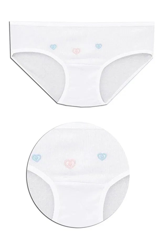 Детские трусы для девочек хлопковые 0821 girl's thin waist embroidered bato panties Tutku, White