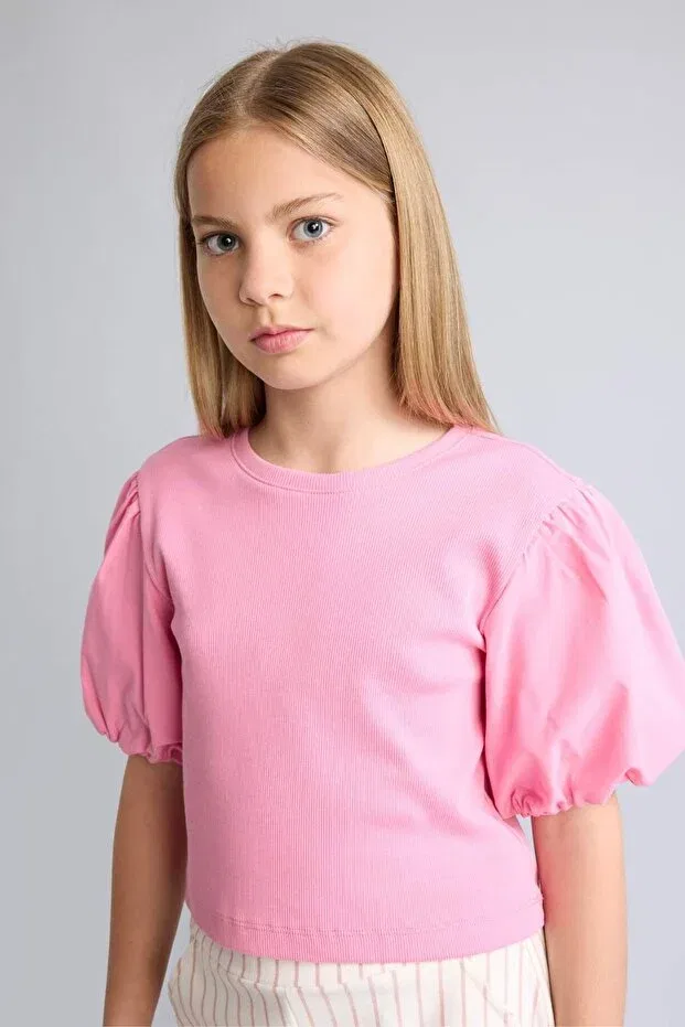 Детская футболка для девочек хлопковая Defacto, Pink — фото 3