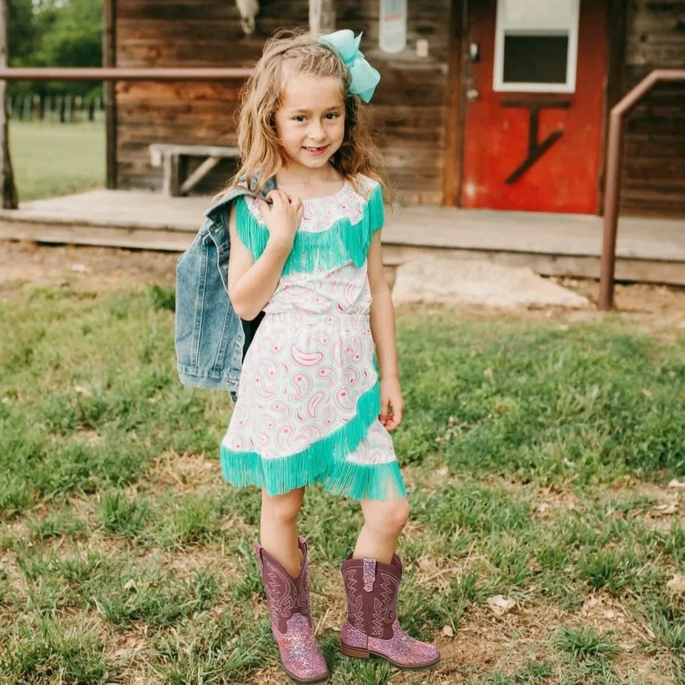 Детские сапоги для девочек с вышивкой Cowboy Boots Atsroel, Pink — фото 2