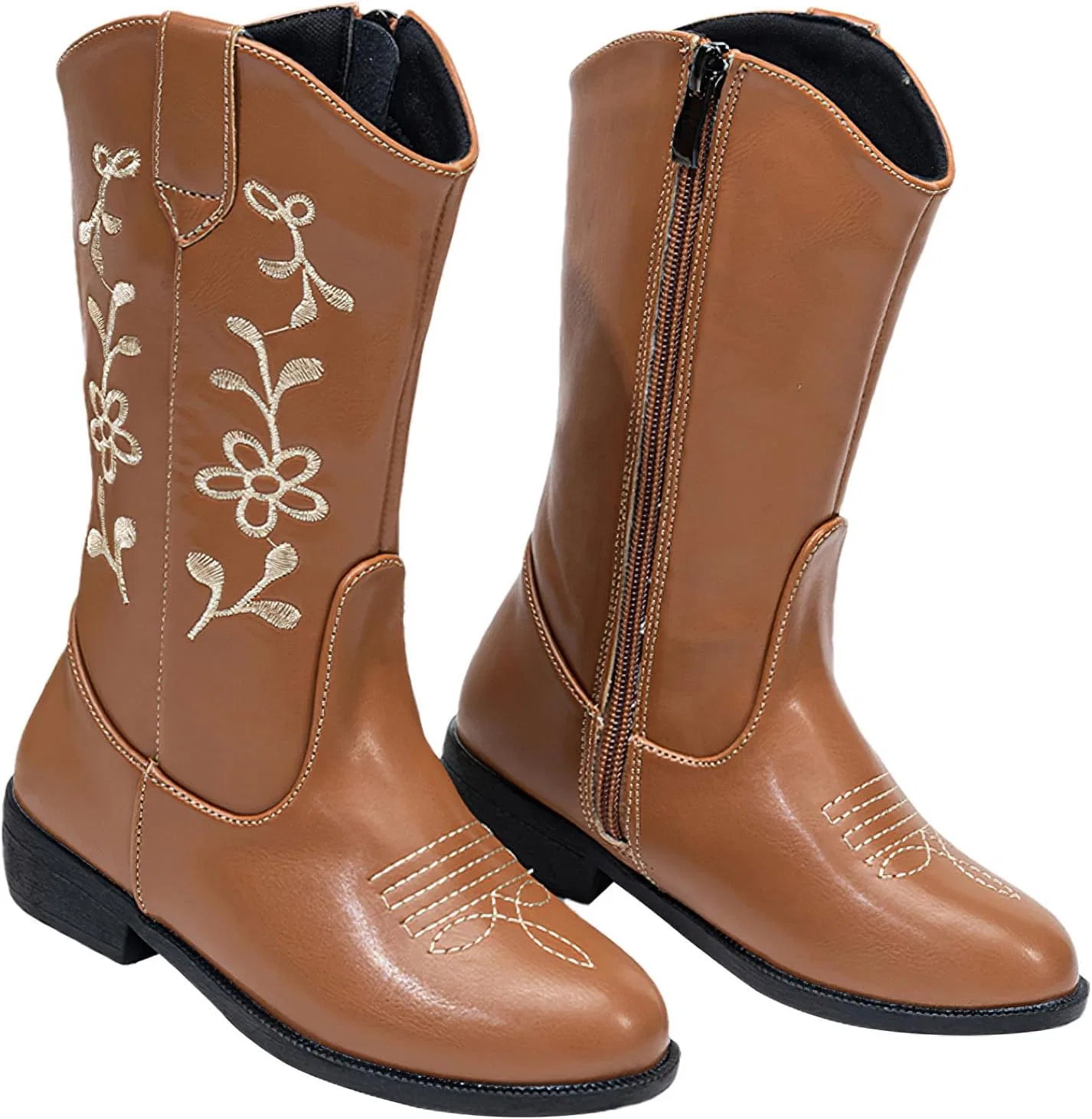 Детские сапоги для девочек с вышивкой ковбойские Western Boot rismart, Brown — фото 2