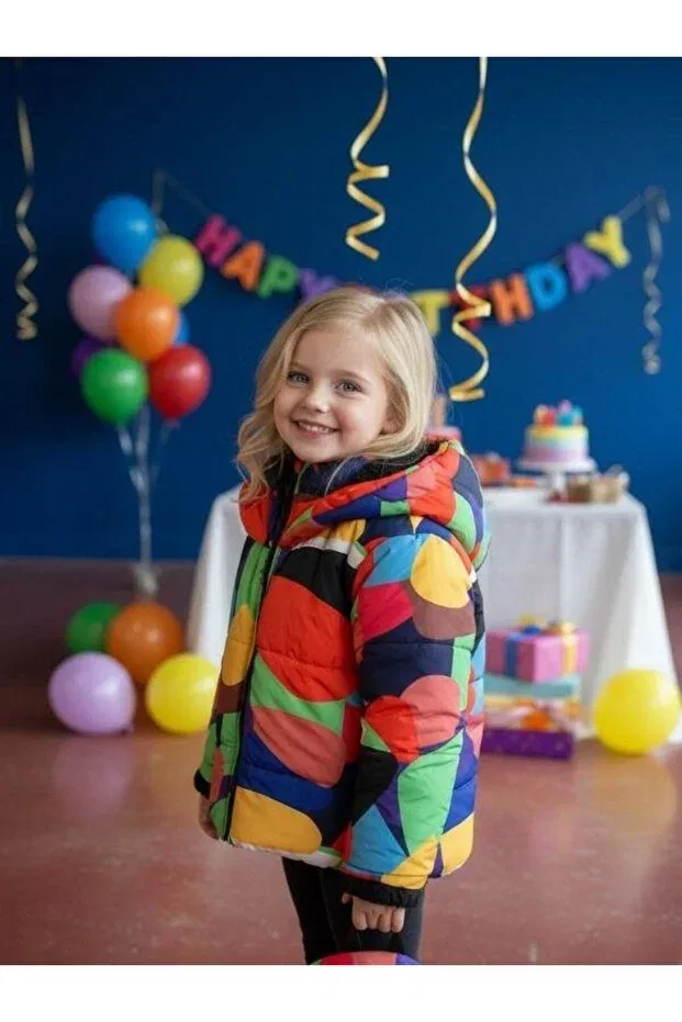 Детское пальто для девочек с принтом Zekids, Colored — фото 2