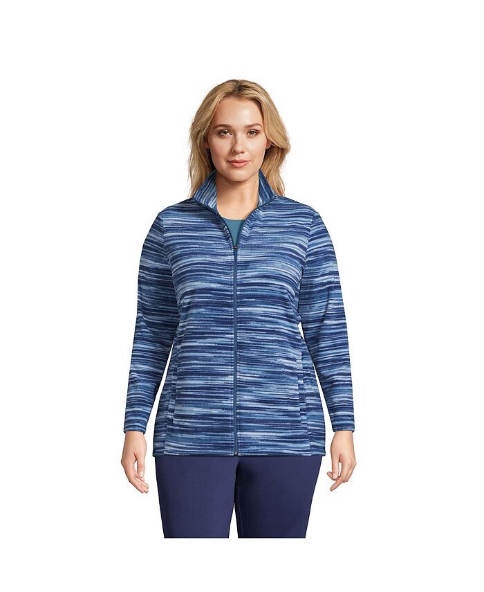 

Флисовая куртка больших размеров на молнии во всю длину Lands' End, синий