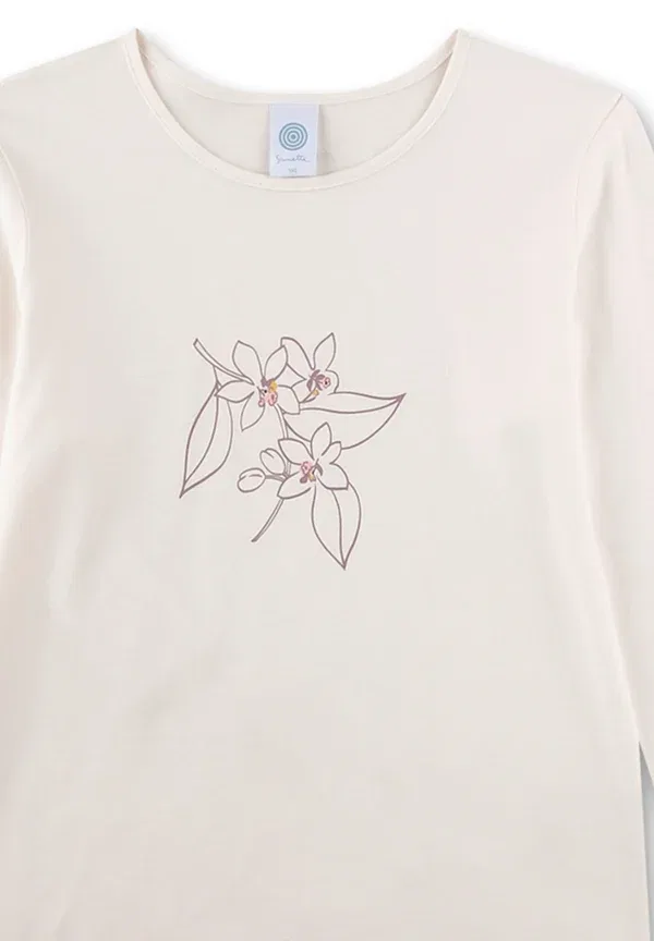 Комплект пижамы с цветочным принтом Langarm blume set Sanetta, beige, бежевый — фото 3