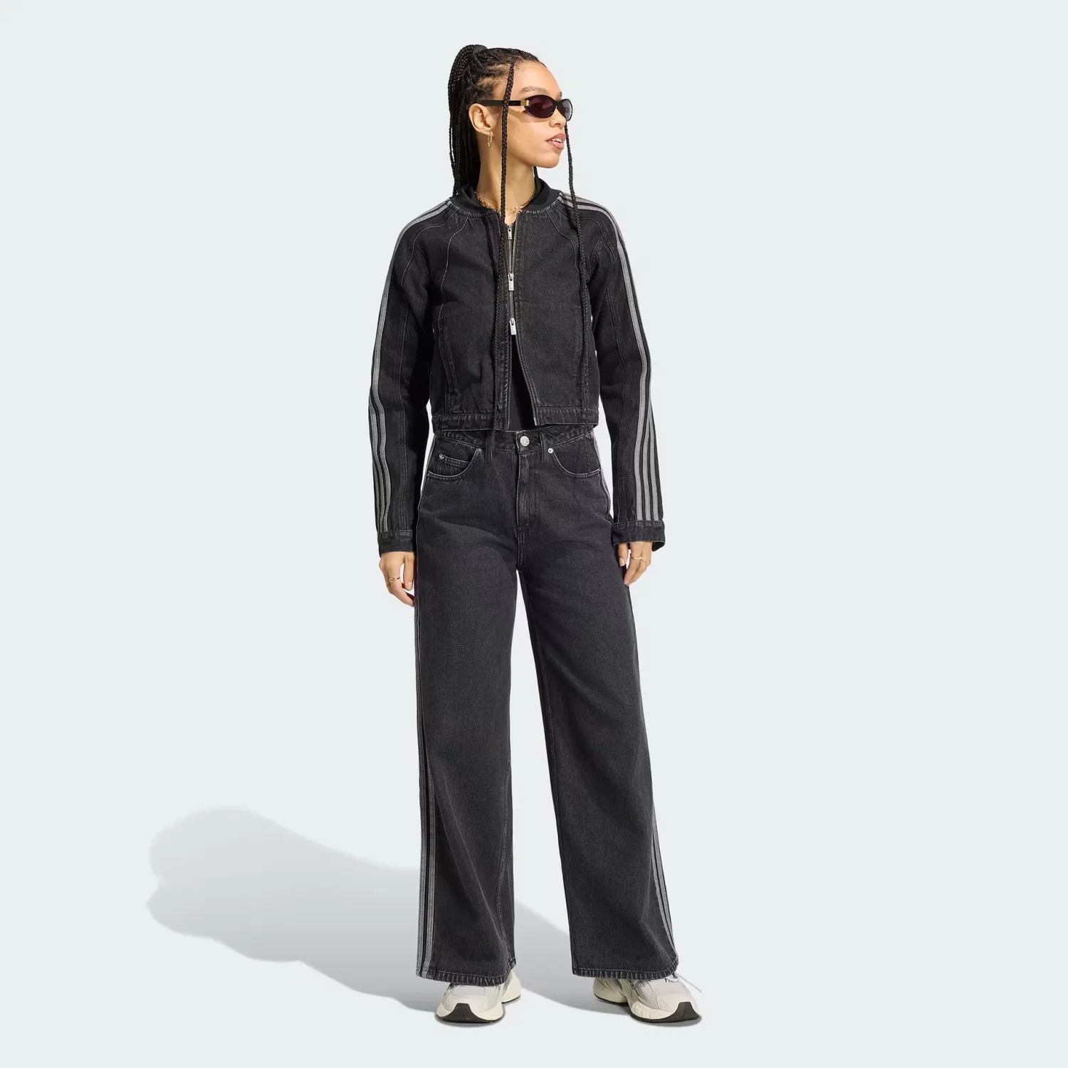 Женская джинсовая куртка приталенного кроя SST 2.0 Adidas Originals, черный деним — фото 3