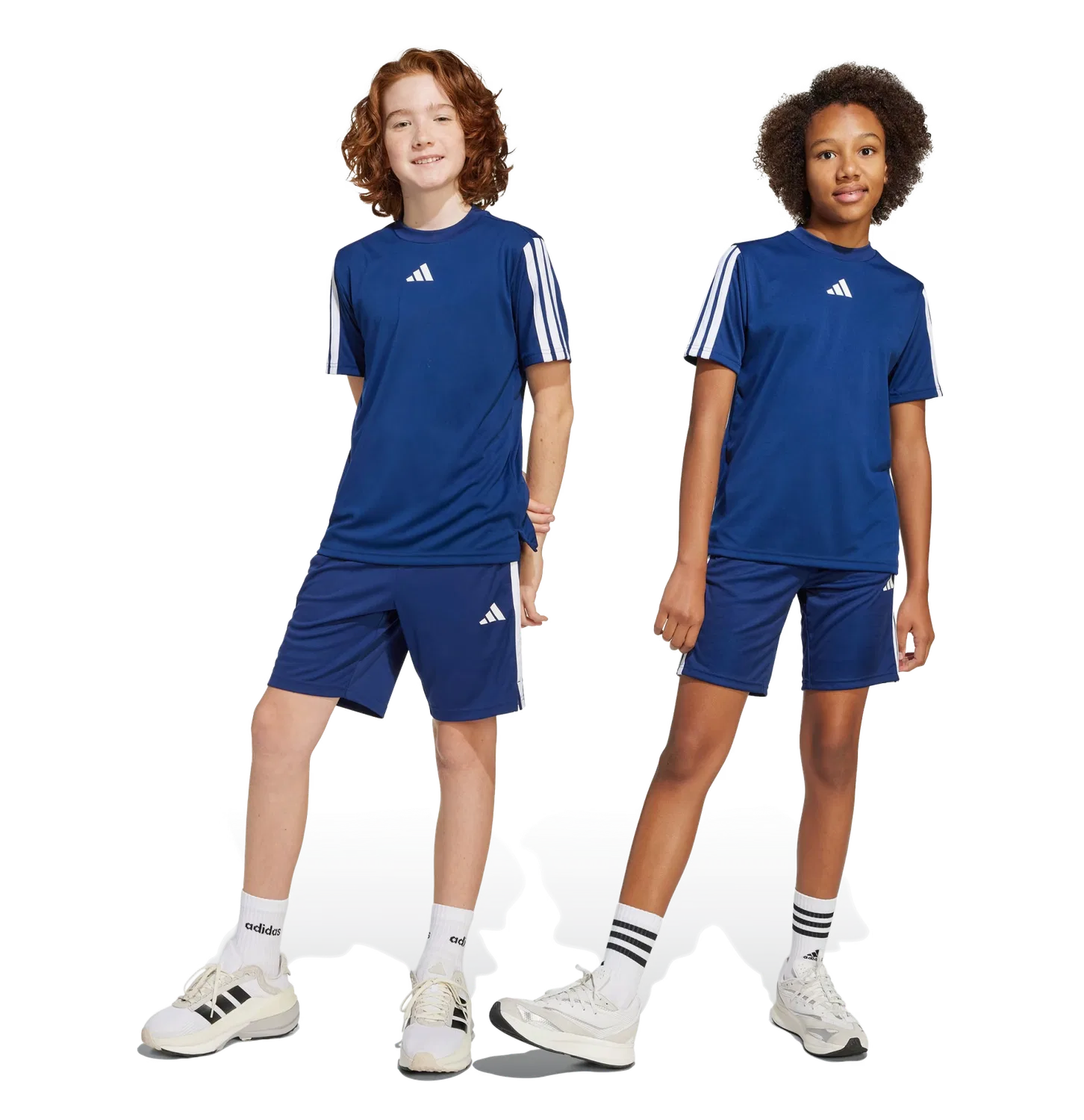 Детские спортивные шорты с тремя полосками Adidas, синий — фото 2