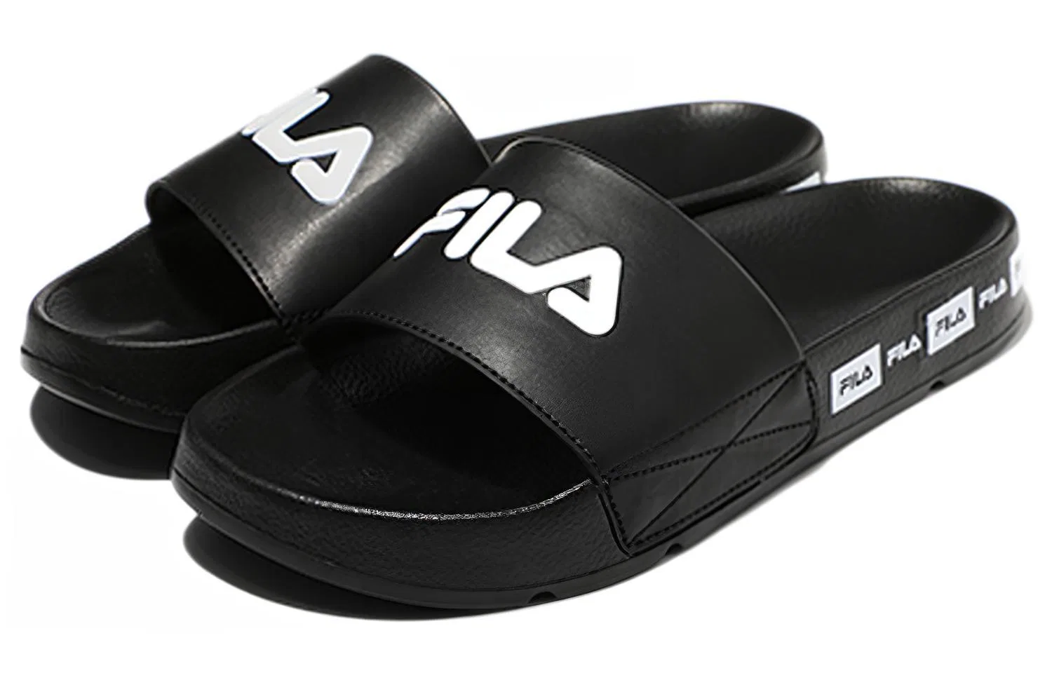 Детские шлепанцы на толстой подошве Cozy Lightweight Thick Sole FILA, Black — фото 4