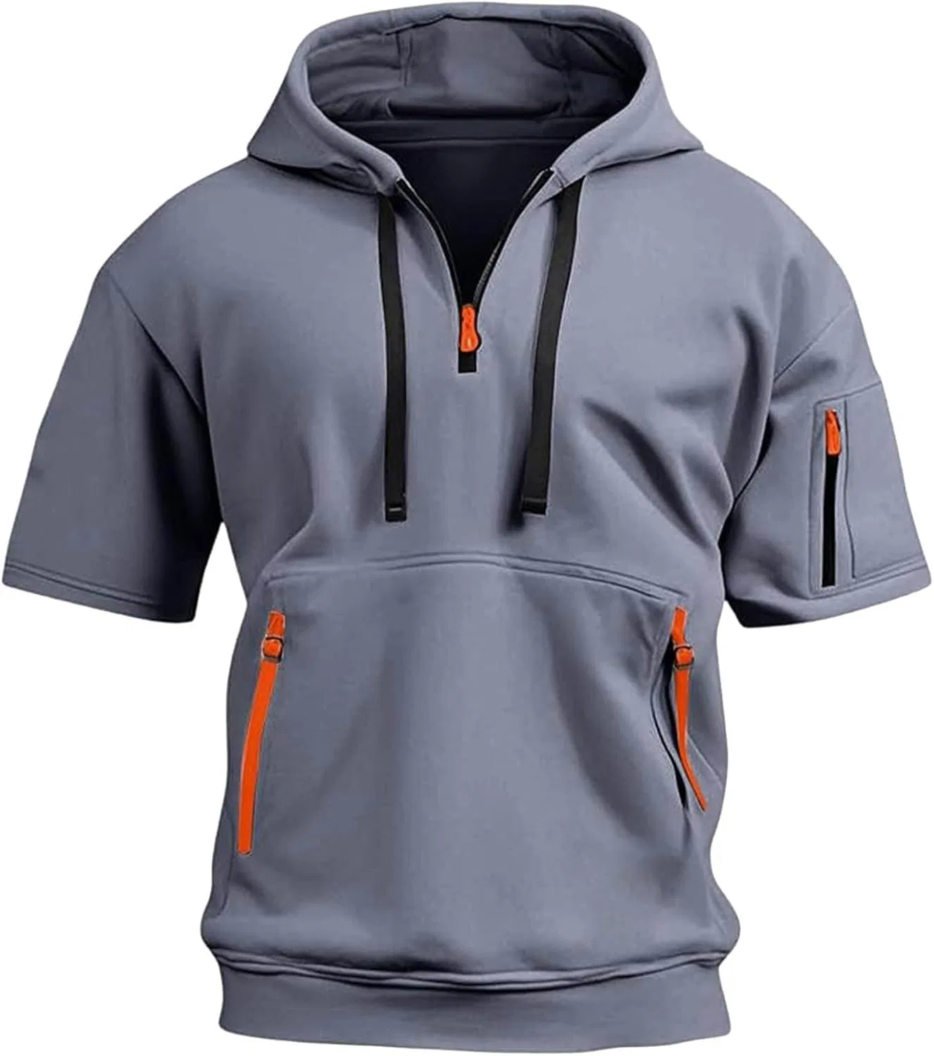 Мужская slim fit футболка с zip-застежкой, Grey — фото 2