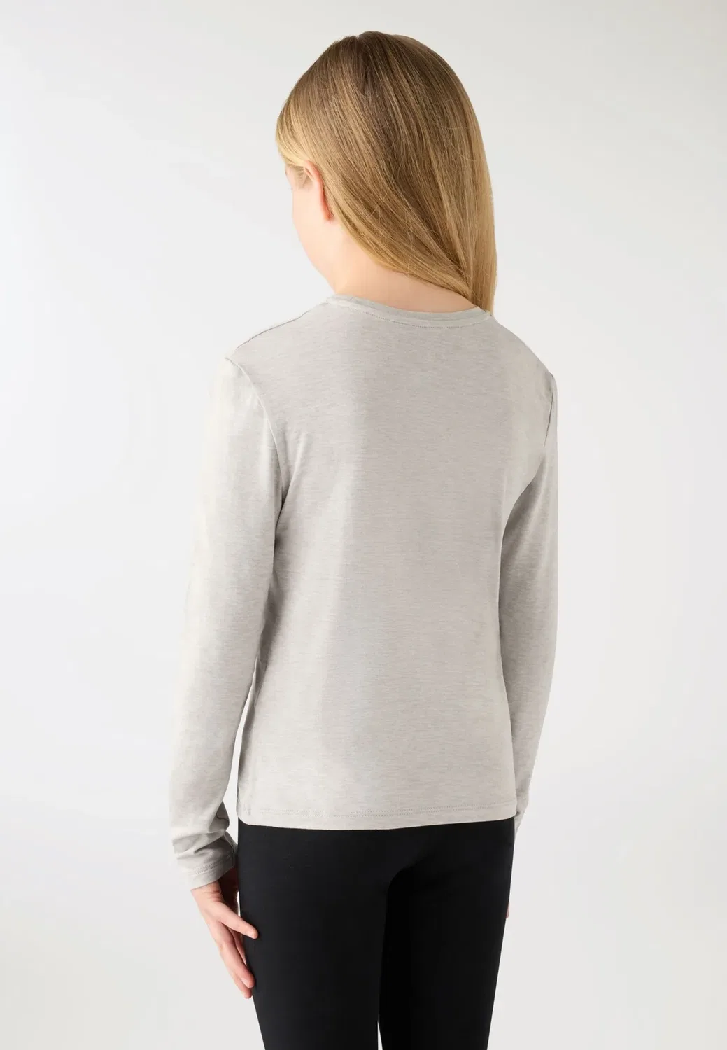 Pack 3 t-shirt a manica lunga tinta unita - long sleeved top Terranova, Grigio Chiaro Melange — фото 3
