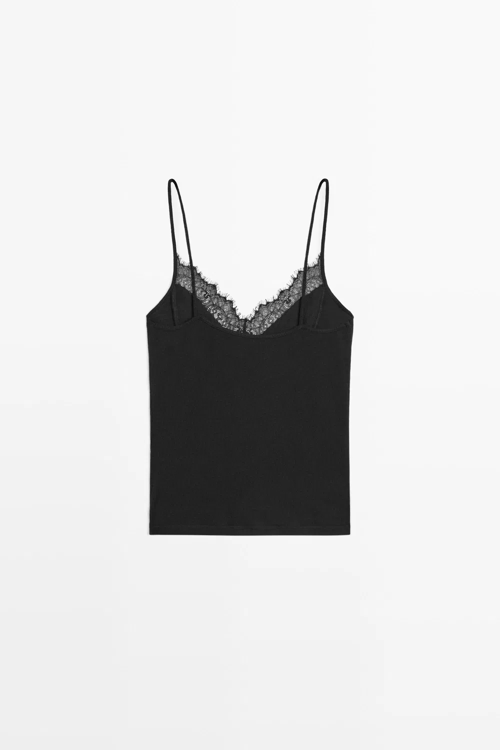 Топ Massimo Dutti Strappy With Lace Detail, черный — фото 2