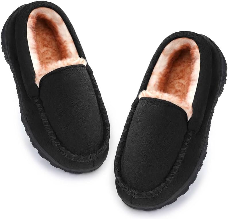 

Домашние тапочки-мокасины для мальчиков и девочек с эффектом памяти для детей - Нескользящие, для дома и улицы Fupoia, черный