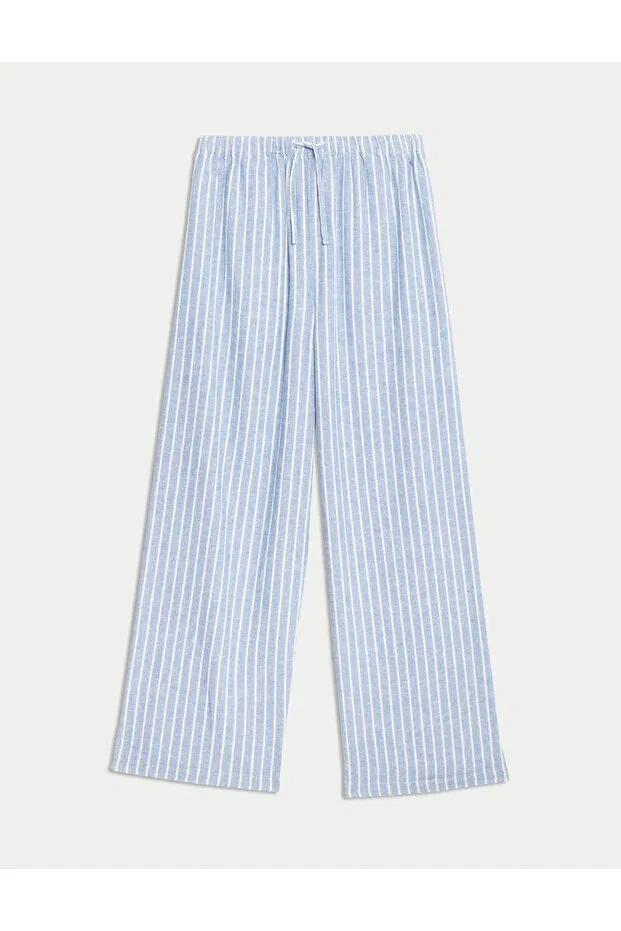 Детские брюки для девочек широкие льняные Marks & Spencer, Blue Mix