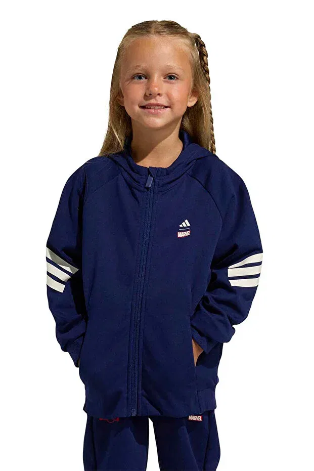Детское повседневная худи с капюшоном Adidas, Dkblue/Owhite