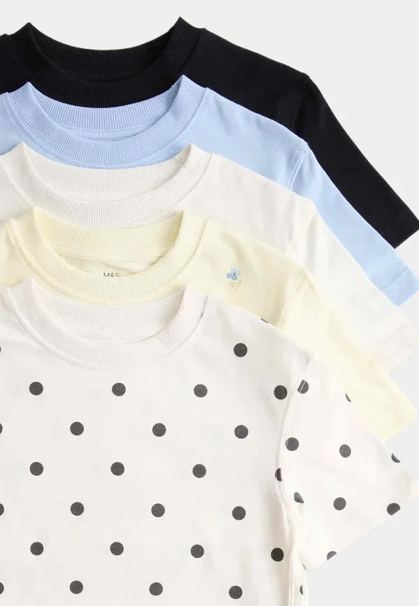 Комплект из 5 футболок Polka dot Marks & Spencer, multi, мультиколор — фото 3