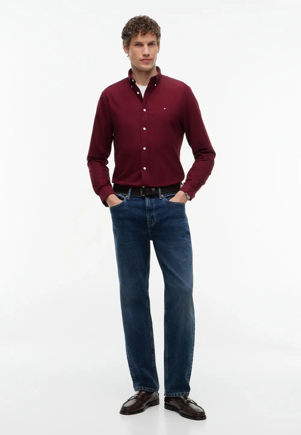 Рубашка Solid heritage oxford rf - рубашка Tommy Hilfiger, Burgundy/Burgundy Solid — фото 2