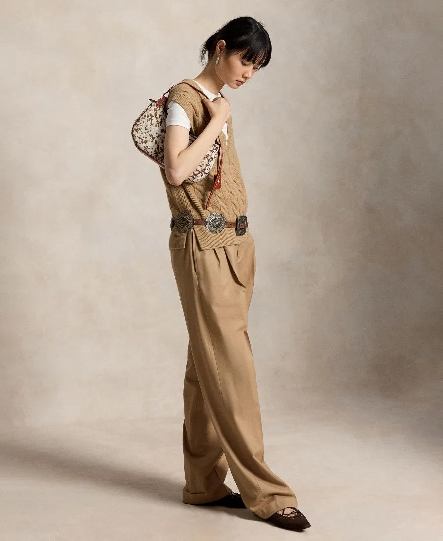 Женский жилет без рукавов с V-образным вырезом, модель Collection Camel Melange Polo Ralph Lauren, Collection Camel Melange — фото 2