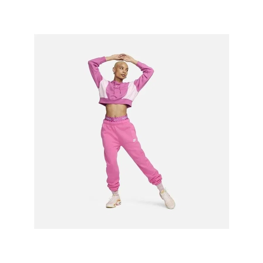 Женский худи оверсайз из футера с капюшоном Nike Sportswear Air Oversized Crop Fleece Hoodie, Оливковый — фото 2