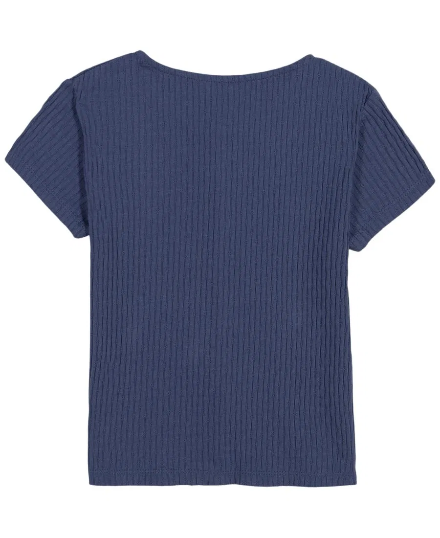 Детская топ-рубашка с пуговицами, с коротким рукавом Tommy Hilfiger, Blueberry — фото 2