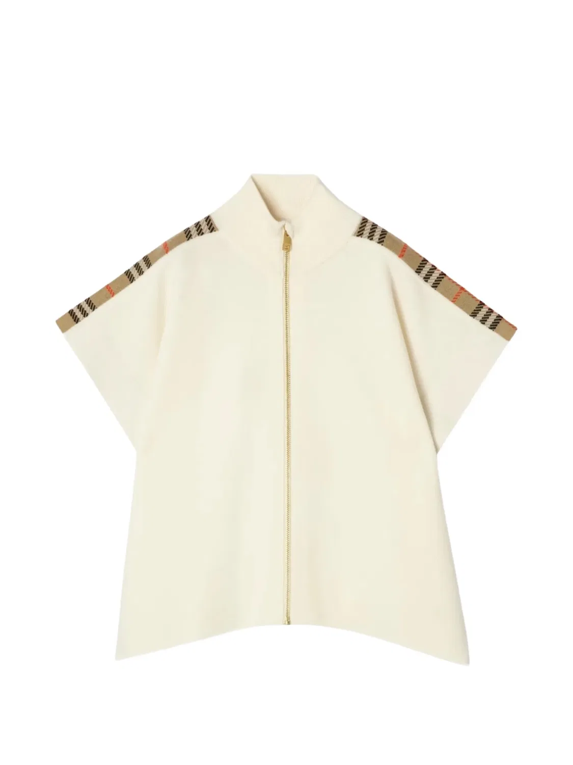 Кейп на молнии с отделкой в клетку Burberry Kids, белый