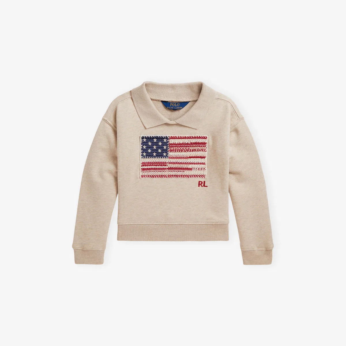 Детский джемпер из хлопковой смеси с изображением флага и эмблемы Polo Ralph Lauren
