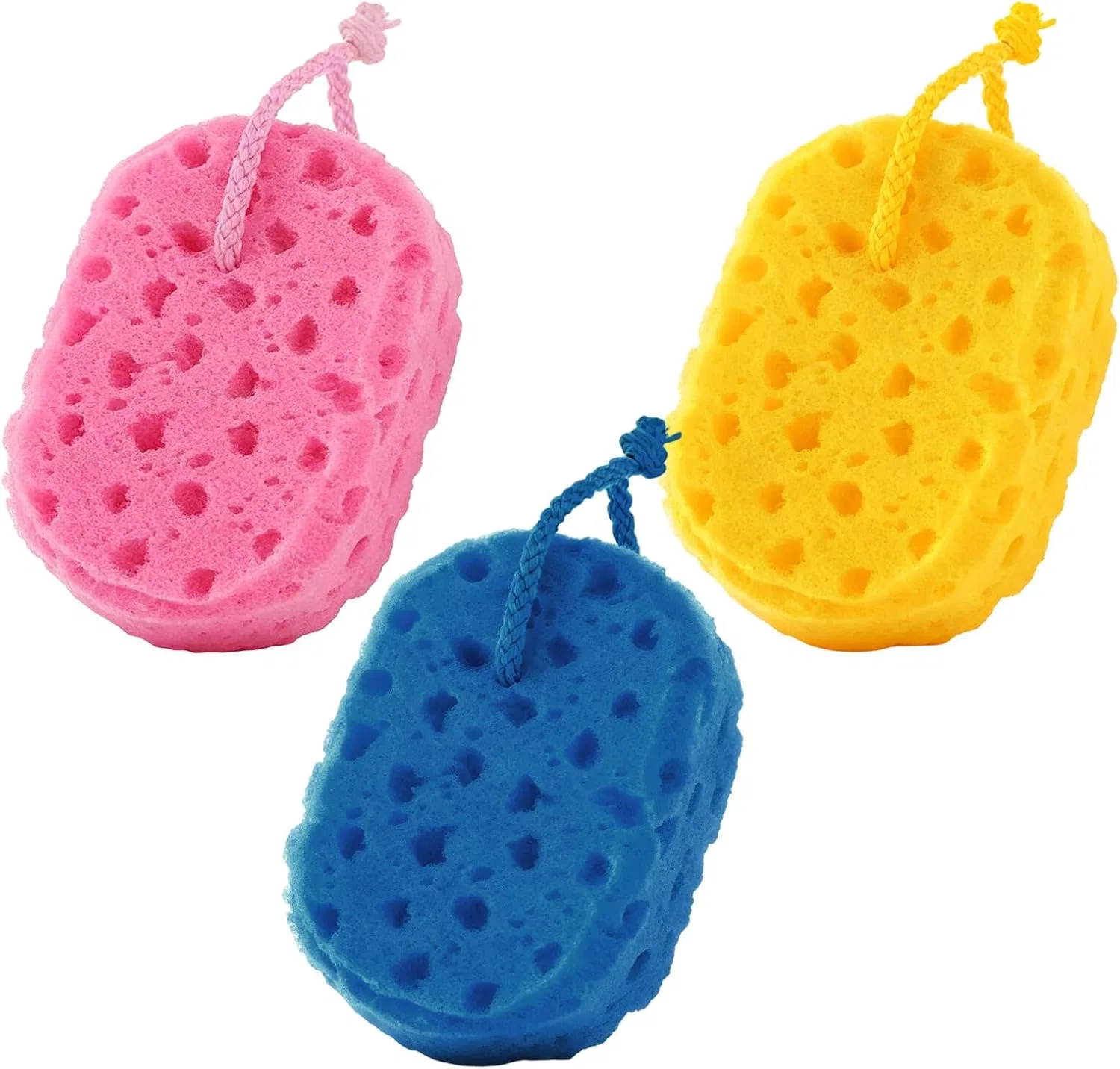 Мочалка для душа из сот, 3 шт, OATIPHO, 14x9x5 см, мультиколор