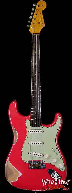 

Fender Custom Shop 1962 Stratocaster с ручным заводом звукосниматели AAA Dark Rosewood Slab Board Heavy Relic Fiesta Red 1962 Stratocaster Hand-Wound Pickups AAA Dark Rosewood Slab Board Heavy Relic Fiesta Red