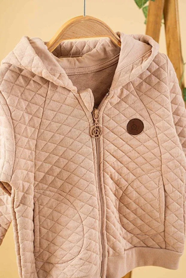 Детское пальто-кардиган с капюшоном хлопковое Basics Bombe, Beige — фото 3