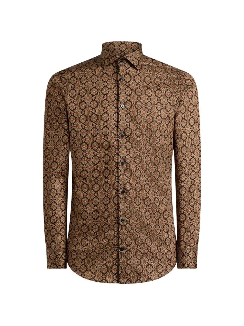 Атласная рубашка с медальоном Etro, черный